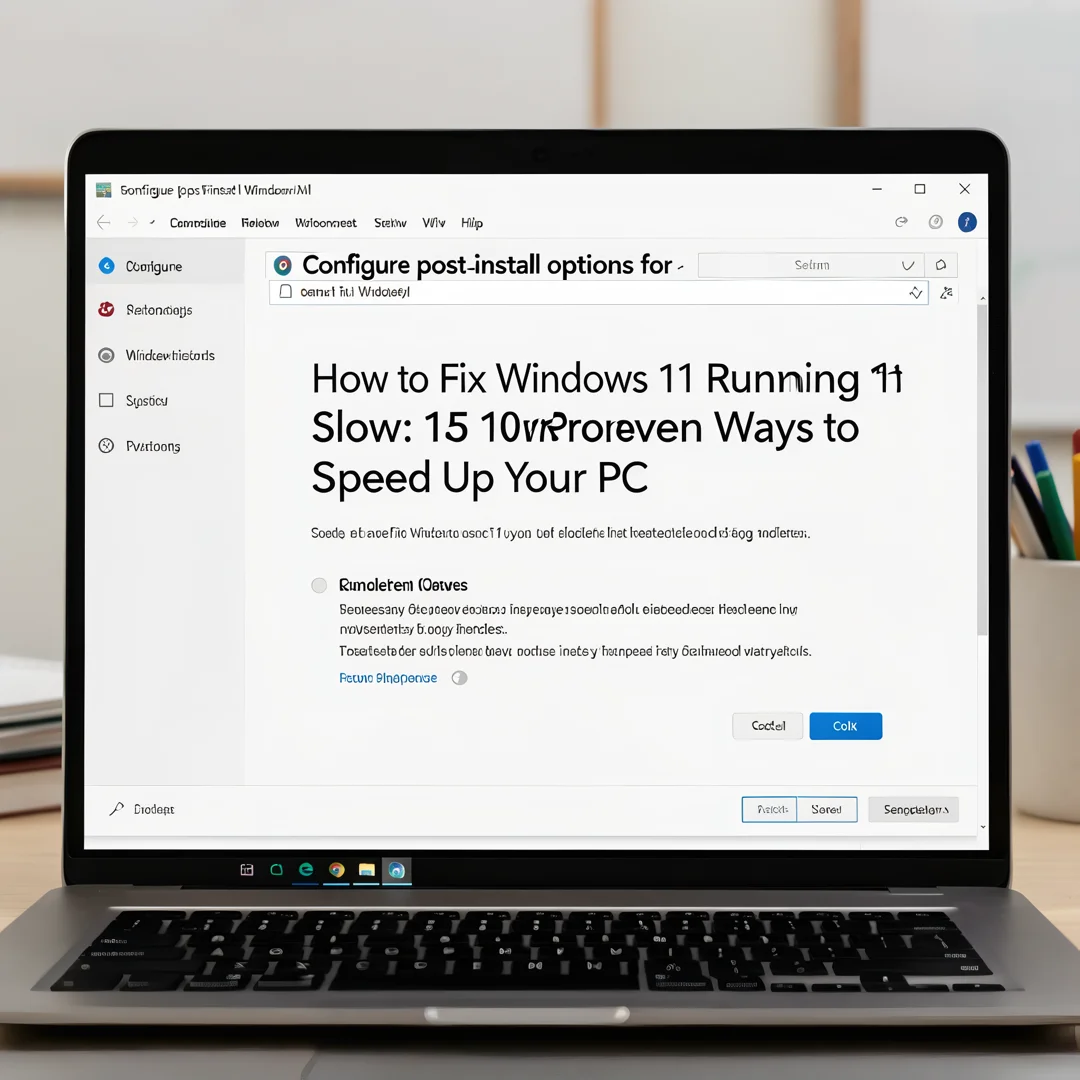 Step 6: Technical tutorial screenshot: Configure post-install options for How to Fix Windows 11 Running Slow